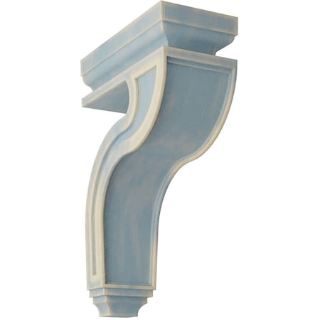 Ekena Millwork 4"W x 8 1/2"D x 13"H Hollow Back Wood Vintage Decor Corbel, Driftwood Blue CORWD04X08X13HABU